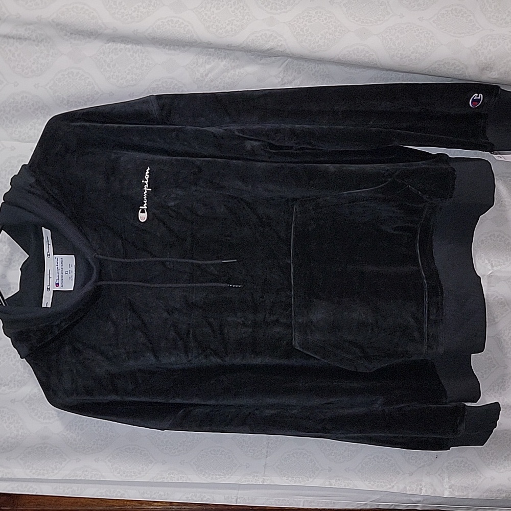 NWT Champion Black Velour Hoodie sz XL Womens